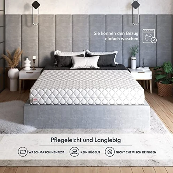 FDM Livia Matratze 100x200 cm Schaumstoffmatratze Härtegrad H3 16 cm Höhe Profilierter Schaum 7-Zonen Hochelastischer HR T25 mit Wellenschnitt Polyester – Bild 6