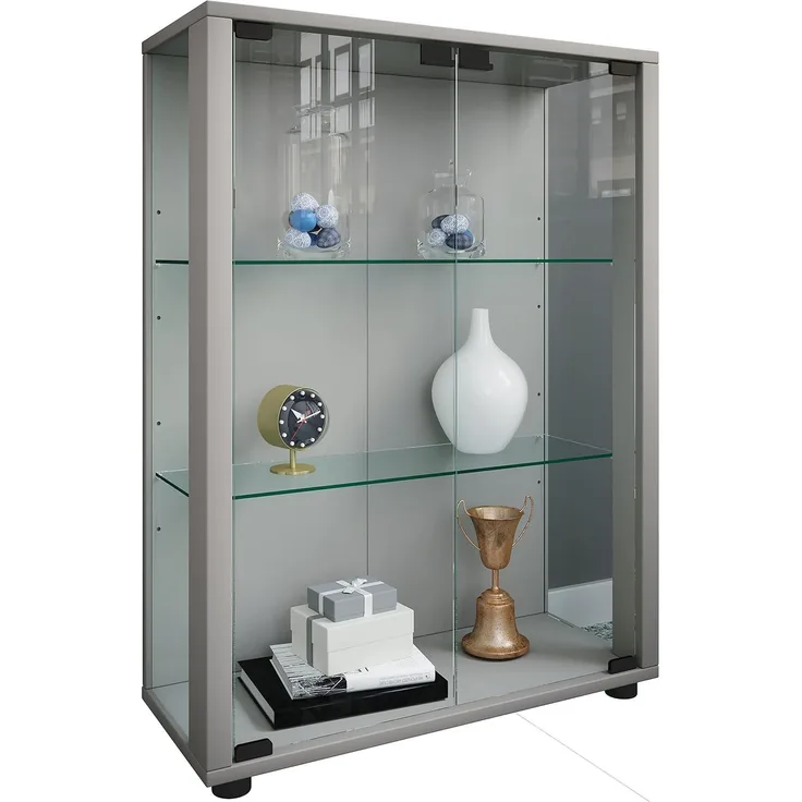 VCM Standvitrine Sintalo 911994 Silber H. 80 x B. 60 x T. 25 cm