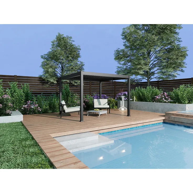 Vente-unique - AMALFI Terrassenüberdachung Metall Grau - B 300 cm x H 220 cm x L 300 cm