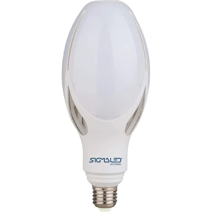 Sigmaled lighting LED-Leuchtmittel E27-Sockel, 50 W, 5500 Lumen, entspricht 350 W Glühlampen oder 150 W Energiesparlampen, LED-Glühbirne neutralweißes Licht 4000K, Ø90x216 mm.