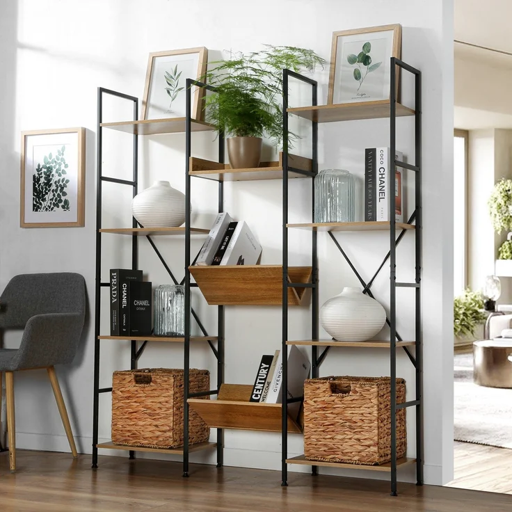 Casâme Regal 11 Ebenen Industrial-Stil - L125 x H150 cm - Helles Holz – Bild 2