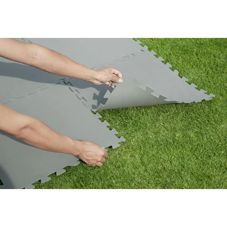 Bestway | Flowclear Pool-Bodenschutzfliesen XL-Pack | 18 Stück á 50 x 50 cm | Grau | ideal um Schutz des Poolbodens und des Rasens – Bild 8