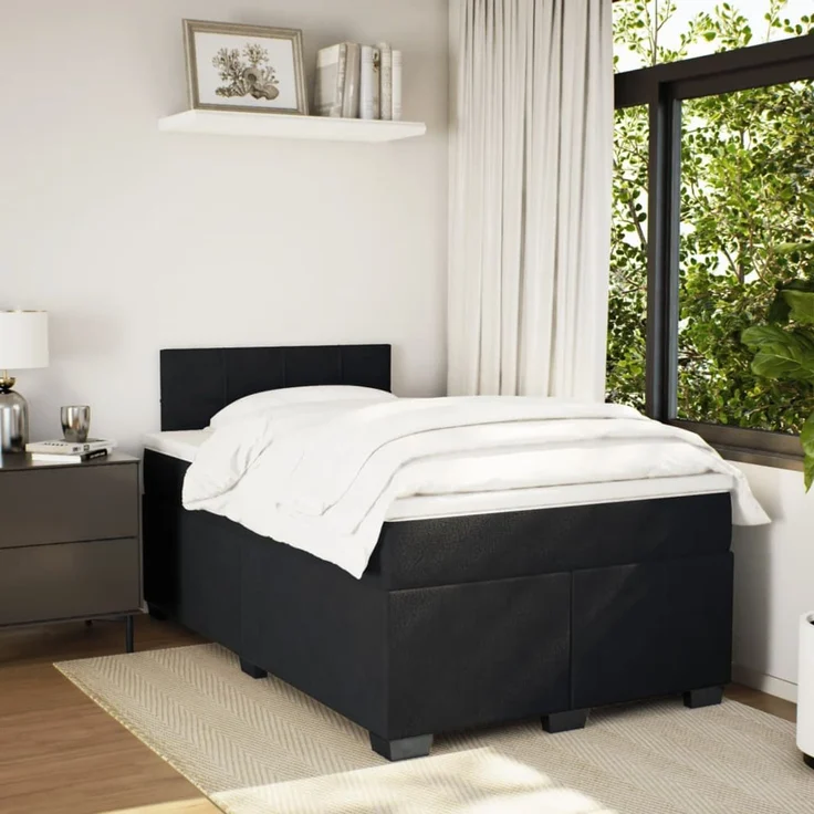 vidaXL Boxspringbett mit Matratze Schwarz 120x200 cm Samt 3286284 – Bild 3