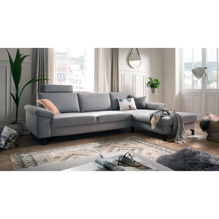 Candy Ecksofa CAIRO MOVE L Stoff grau mit Sitztiefenverstellung