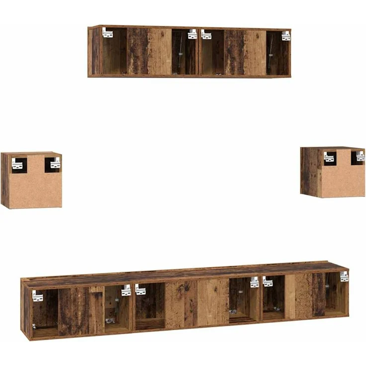 vidaXL TV-Schrankset Wandmontiert 7 pcs Altholz Holzwerkstoff 3393408 – Bild 9