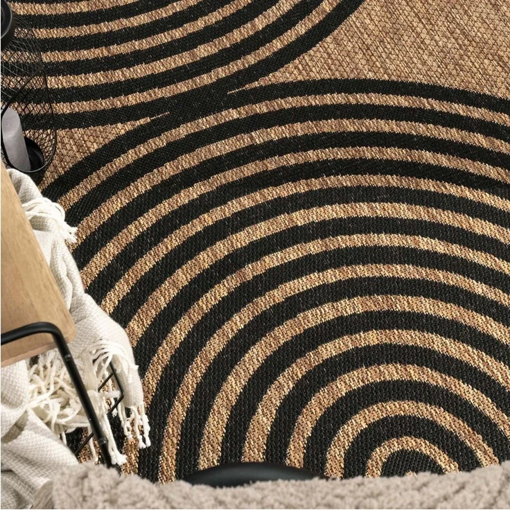 TaraCarpet Teppich Tara Carpet Columbia-Fashion Wave In & Outdoor auch für die Küche, rechteckig, Höhe: 5 mm, Balkon Terrasse Wintergarten natur schwarz Esszimmer 120x160 – Bild 3