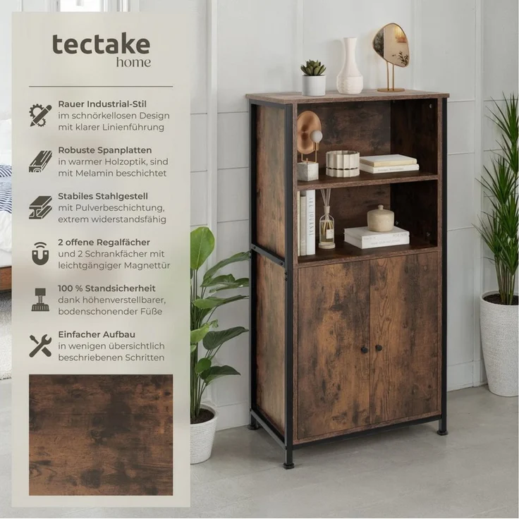 tectake Highboard Doncaster (Highboard, Montagematerial, Montageanleitung), Industrial Style – Bild 2