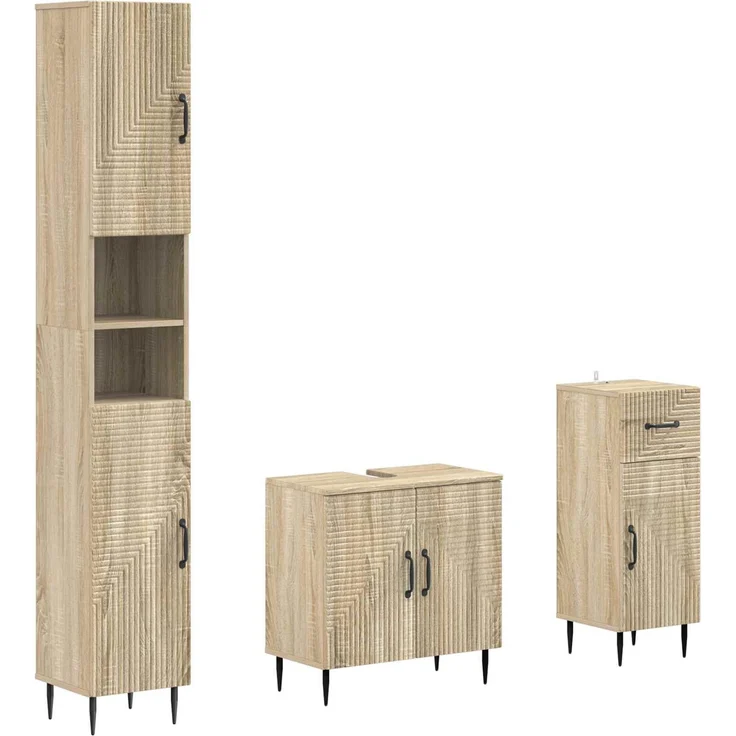 vidaXL 3-teiliges Badezimmer-Schranksystem HAARLEM Sonoma-Eiche 3417857 – Bild 2