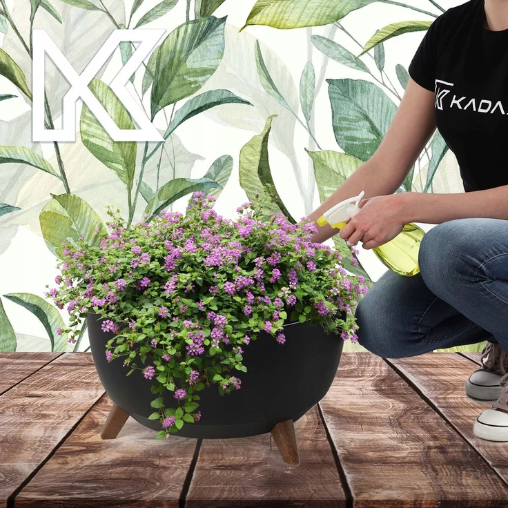 KADAX Blumentopf Blumentopf 47 cm Abdeckung + Einsteckbeine Blumenständer Schwarz – Bild 5