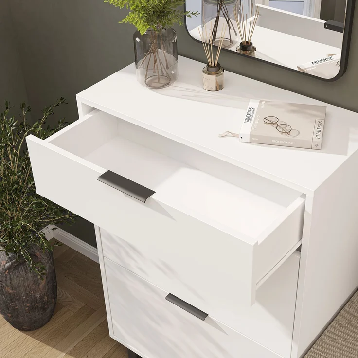 Roomart NORD Schuhschrank mit 2 Schuhklappen & Schublade – Schuhkipper für Flur, Diele & Eingangsbereich – H 112 x B 73.6 x T 35 cm • Weiß – Bild 4