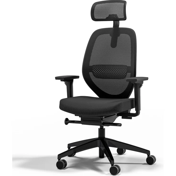 ASSMANN Ergonomischer Bürostuhl Atessa mit Netzrücken und Kopfstütze Schwarz 63x53x121cm Textil – Bild 1