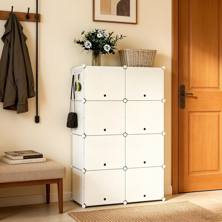 Schuh-Organisator,Badezimmer Kabine,Kleiderschrank,Büros Lager-Organisator(nur mit Schuh-Organisator)--Weiß--36.5x94x144cm--YOUDENOVA