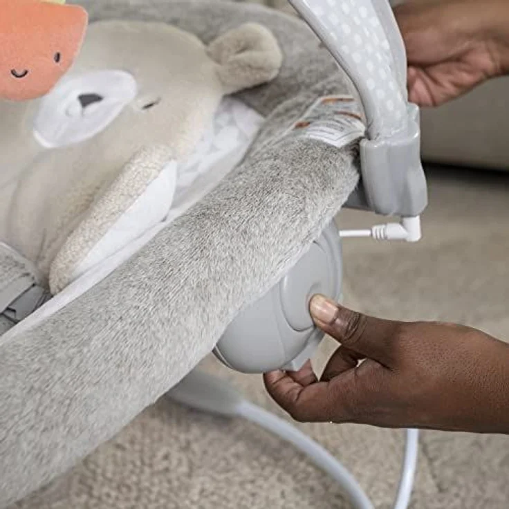 Ingenuity, InLighten Babywippe Babyschaukel mit Lichtern, Nate Bunny, Spielzeugleiste, Vibrationen, Geräuschen, Tummy Time Kissenmatte, bis zu 20 lbs, Neugeborenes+ – Bild 6