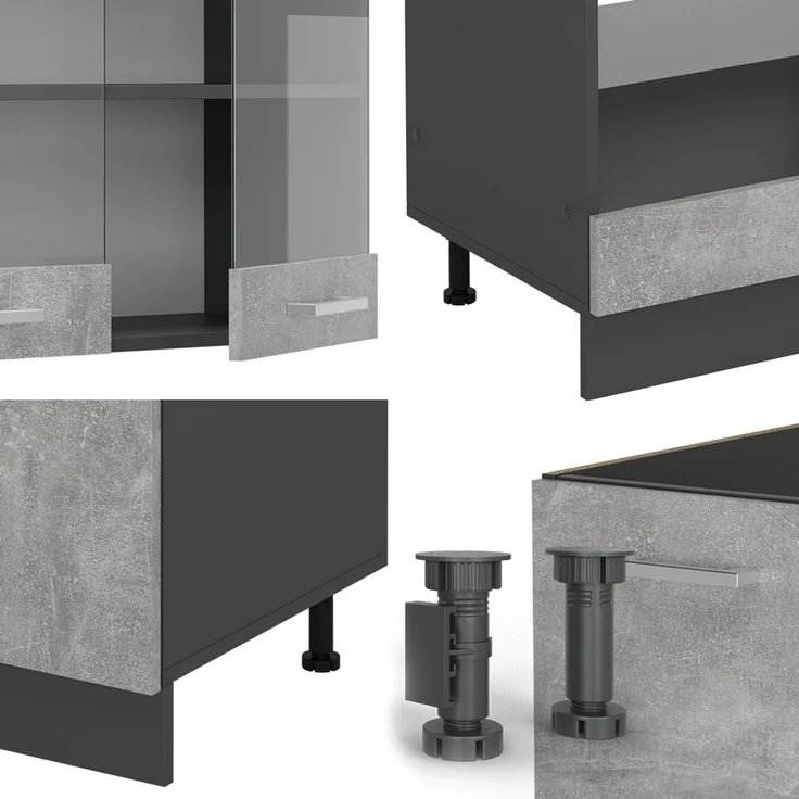 Eckküche R-Line Beton/Anthrazit 287 x 227 cm, AP Eiche Vicco – Bild 5
