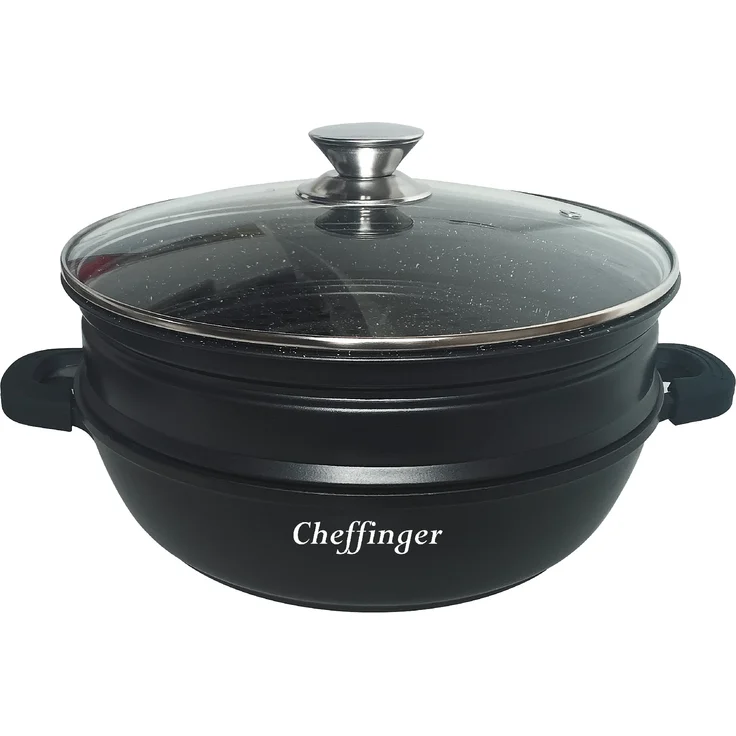 4 in 1 Tajine Topf mit Silikongriffe ø28 cm Garer Dampfgarer Schwarz Induktion – Bild 1