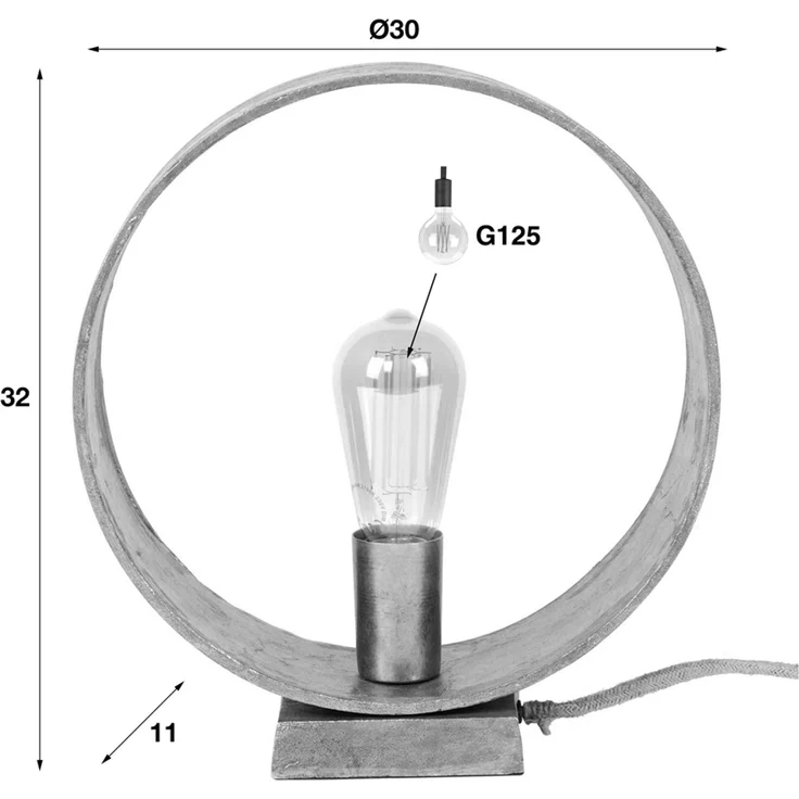 KAWOLA Tischleuchte MESSINA Tischlampe Antike Nickel grau 32 x 11 x 30 cm – Bild 4