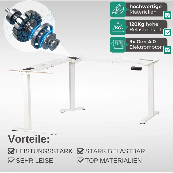 Albatros LIFT L7W Gestell für Eckschreibtisch Höhenverstellbar Elektrisch weiß - Winkelschreibtisch Memoryfunktion-Schreibtischgestell Höhenverstellbar Elektrisch, Stufenlos – Bild 4