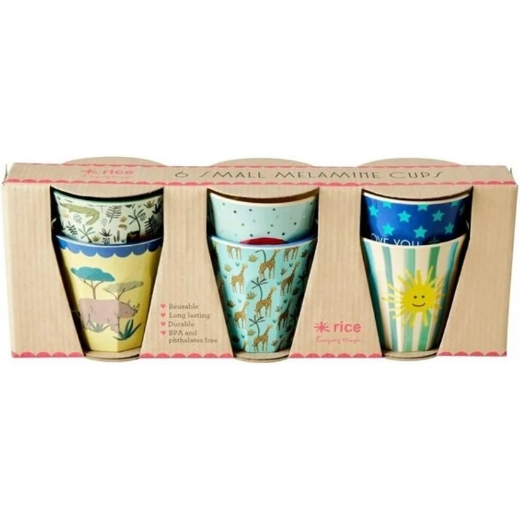 Rice - 6 Pcs Small Melamine Kids Cups - Funky Print – Bild 2