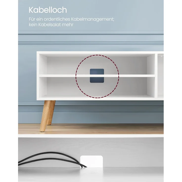 Vasagle TV-Schrank für Fernseher bis zu 55 Zoll, Holz weiß, 120 x 40 x 49 (BxTxH) cm – Bild 9