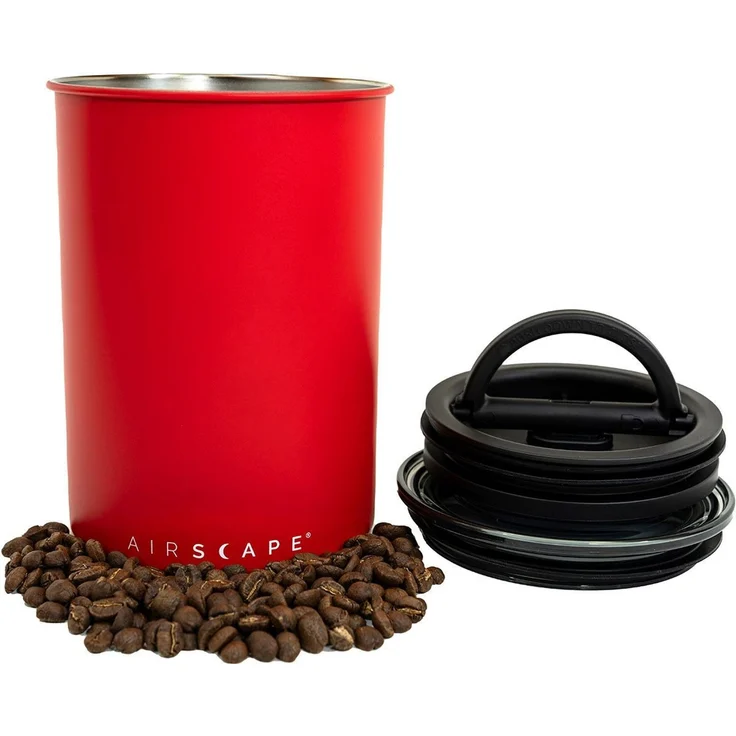Airscape Edelstahl Kaffeedose Vorratsdose luftdicht 1893ml rot matt AS2807 – Bild 2