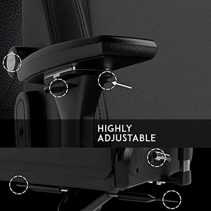 noblechairs HERO ST Gaming Stuhl - Black Edition, ergonomischer Bürostuhl mit Kaltschaumpolsterung, bis 150 kg belastbar, High-Tech-PU-Kunstleder, 60-mm-Rollen – Bild 7