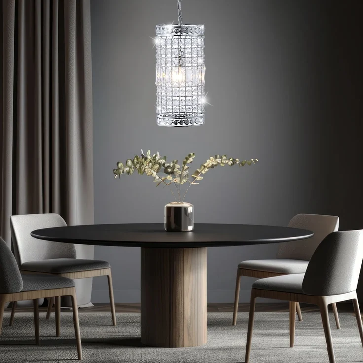 Hängelampe, Kristalle, chrom, Stahl, H 150 cm – Bild 2