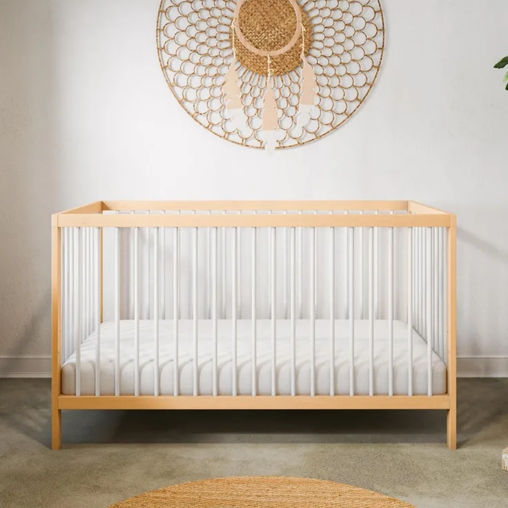 Babybett Kinderbett Gitterbett 60x120 & 70x140 cm höhenverstellbar & herausnehmbare Sprossen, optional mit Schublade und Matratze | 60x120 cm Buchenholz Natur-weiß sehr stabil Made in Europe