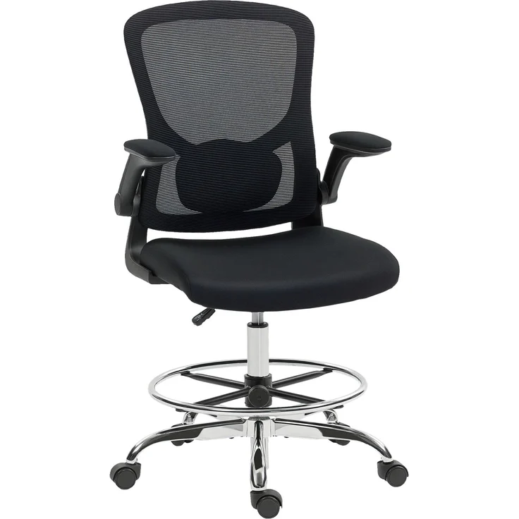 MELAYR, Zeichenstuhl mit Lendenstütze, höhenverstellbar, drehbar, für Homeoffice, Studio, 60 x 60 x 132 cm, Schwarz – Bild 2