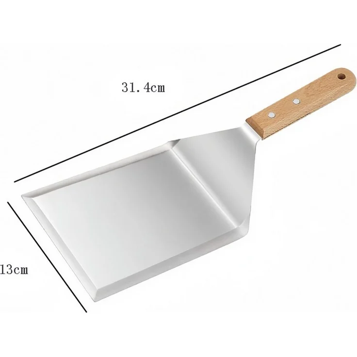 FOUORTUNATE-BEE Grillbesteck-Set 2er Grillspachtel Set Edelstahl Burger Spatel mit Holzgriff, Für Grillen BBQ Burger Steak Pfanne Camping Küche Zubehör Set – Bild 4
