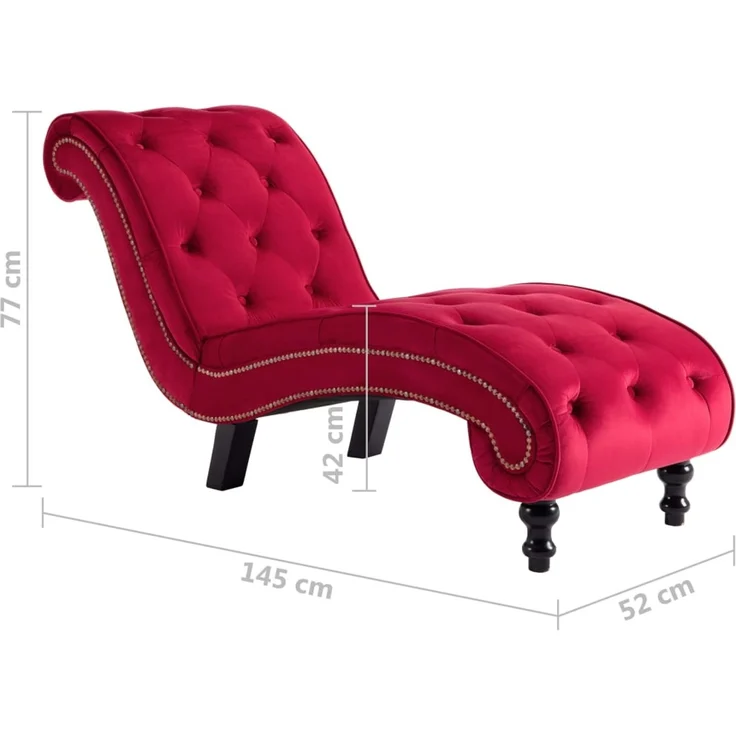 vidaXL Chaiselongue Rot Samt 248613 – Bild 8