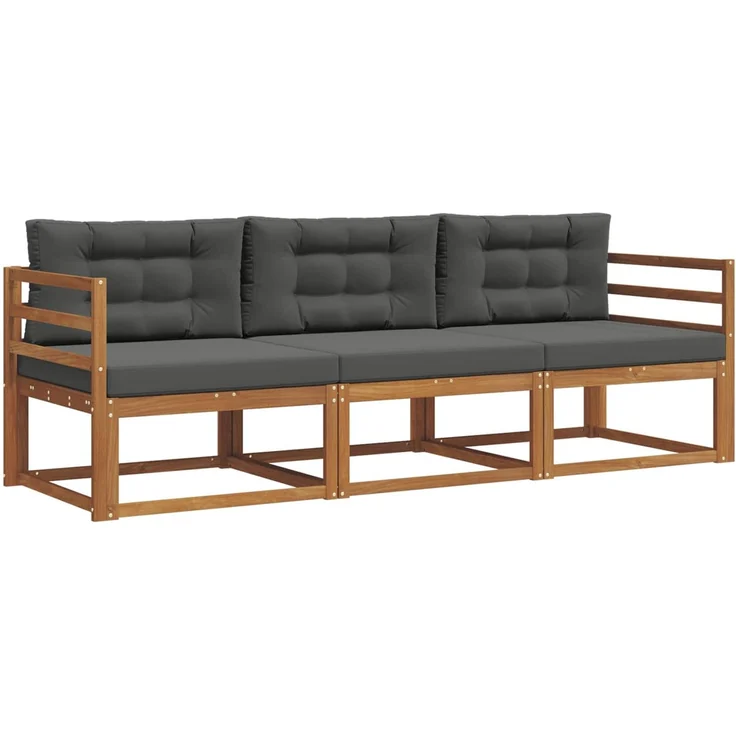 vidaXL Outdoor-Sofagarnitur 3 stk. 3-Sitzer Natur und Anthrazit 3367110 – Bild 2