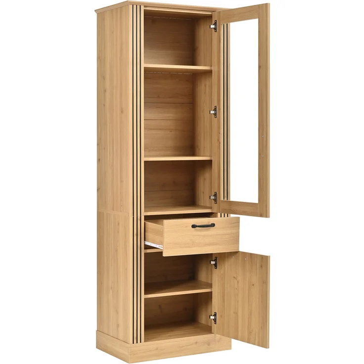Vitrinenschrank 62 x 41 x 180 cm mit Spiegeltür, App-gesteuerter LED-Beleuchtung und Schublade – Bild 9