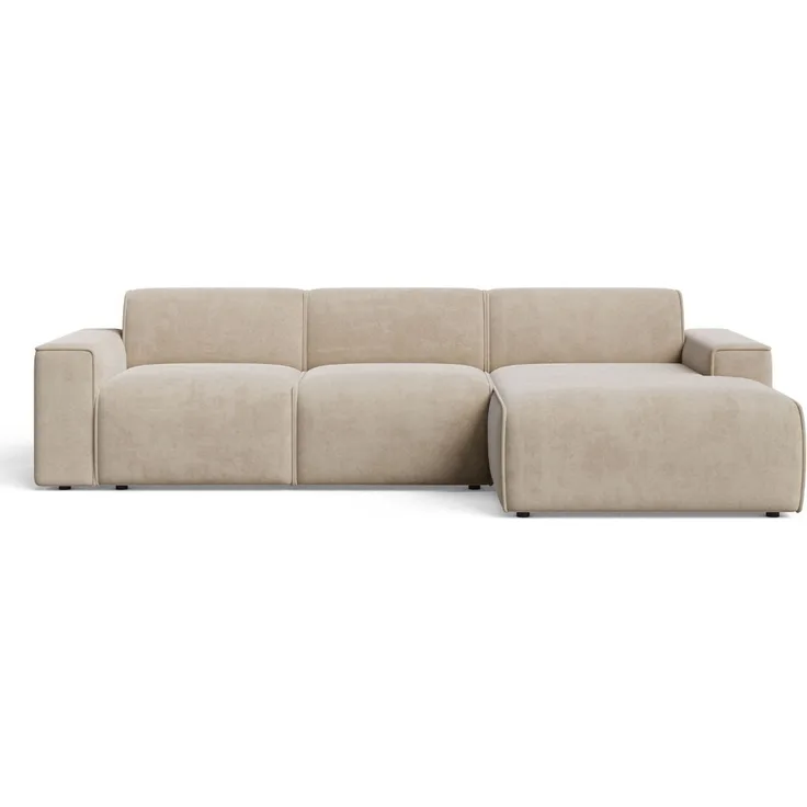 GrainGold Ecksofa L-Form Lavia, Beige, modernes Design mit Rückenlehne und Wellenfedern, freistehendes Polstermöbel