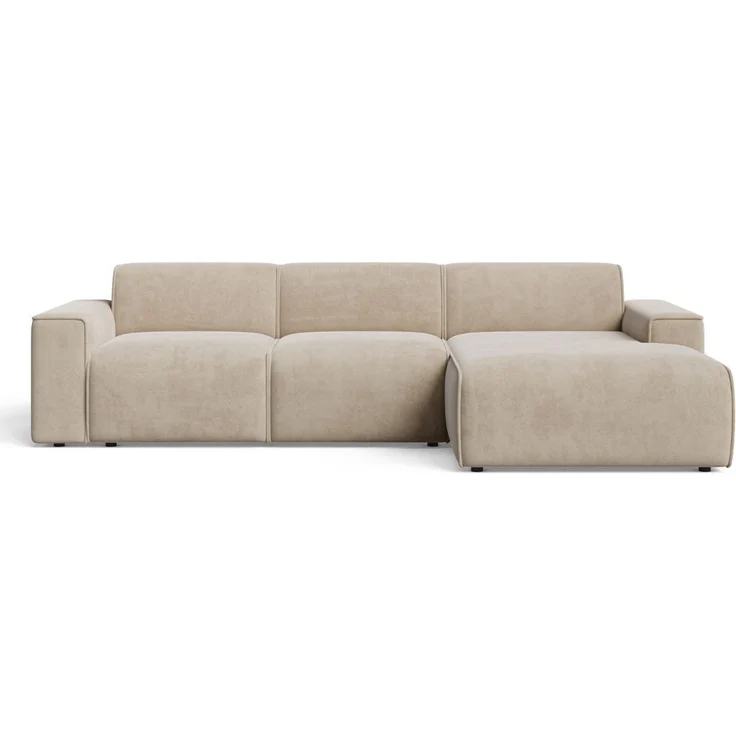 GrainGold Ecksofa L-Form Lavia, Beige, modernes Design mit Rückenlehne und Wellenfedern, freistehendes Polstermöbel