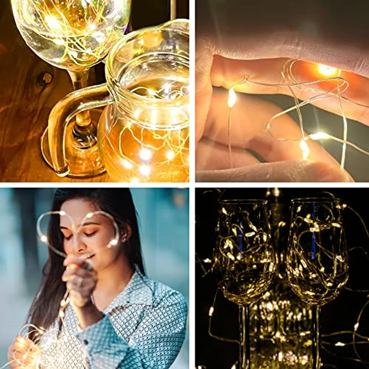 Jsdoin LED Mini Lichterkette mit Batterie, 12x20er Micro Lichterkette außen Batterie, 2M DIY kleine Lichterketten Wasserdicht für Party Hochzeit Weihnachten Beleuchtung Deko (WarmWeiß) – Bild 7