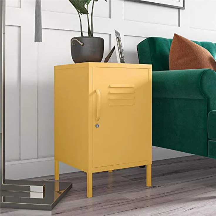 Cache | Beistelltisch mit 1 Tür in Metal Yellow – Bild 2