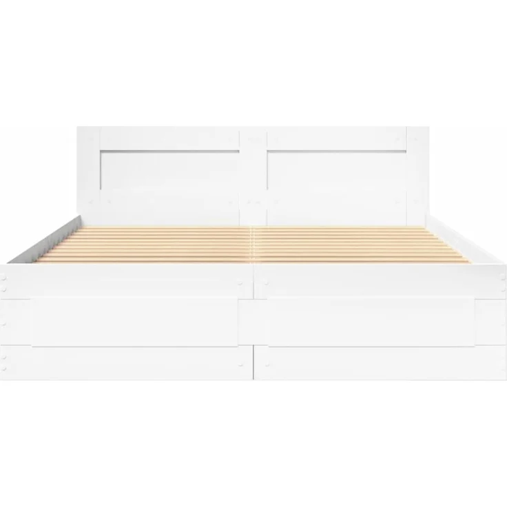 vidaXL Bettgestell mit Kopfteil ohne Matratze Weiß 140x200 cm 3295562 – Bild 4