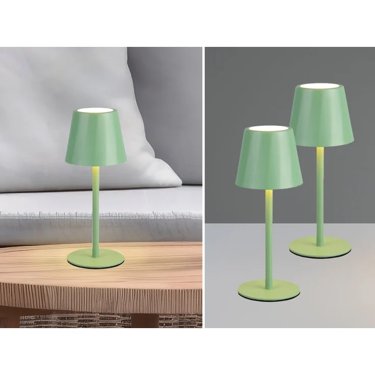 2er SET Akku LED Tischlampen kabellos für Innen & Außen, Grün - 21cm klein – Bild 1