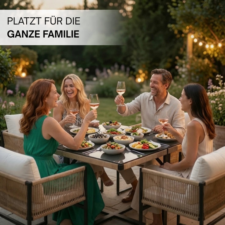 Gartenset Sitzgruppe Gartenmöbel Set Cube Essgruppe Rope Outdoor Möbel Beige – Bild 3