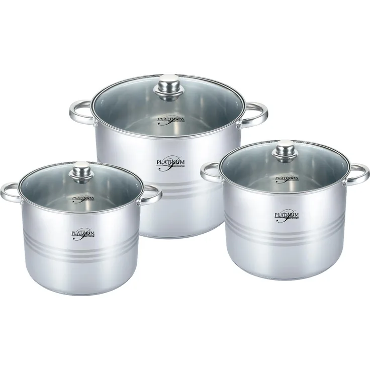 6 tlg Edelstahl Kochtopfset Induktion 26/28/30cm Kochtopf Töpfe Topf Deckel Universalkochset Kochtopf Topf Gastronomie