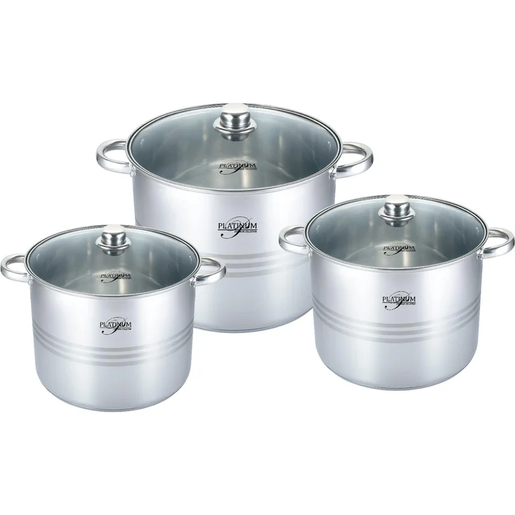 6 tlg Edelstahl Kochtopfset Induktion 26/28/30cm Kochtopf Töpfe Topf Deckel Universalkochset Kochtopf Topf Gastronomie