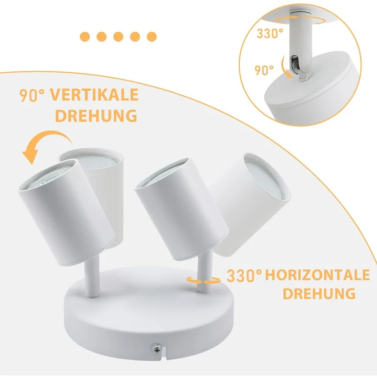 ZMH Deckenstrahler 2 Flammig Deckenleuchte Wohnzimmer: Modern Deckenlampe GU10 Strahler Rund Weiß Küchenlampe Flur Deckenspot Schwenkbar Innen Spot für Schlafzimmer Küche Ohne Leuchtmittel – Bild 3