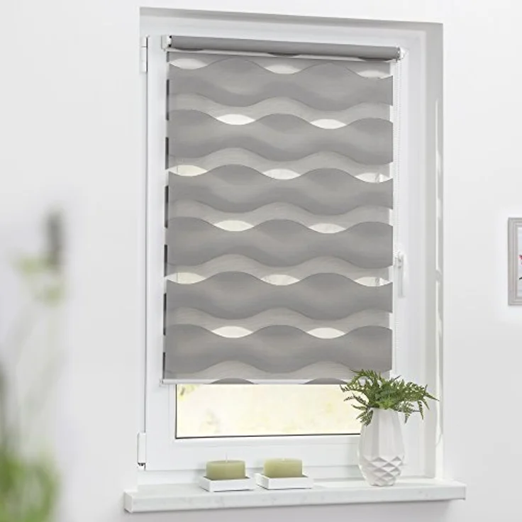 Lichtblick Sonnenschutzsysteme GmbH Doppelrollo Stockholm 90 cm x 150 cm (BxL) Grau Duo Rollo in extravagantem Stil; Klemm- und schraubbar; Lichtdurchlässig und blickdicht – Bild 5
