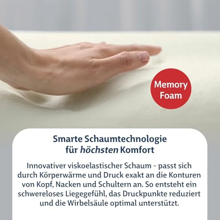 FMP Matratzenmanufaktur Orthopädisches Nackenstützkissen -viscoelastisches Kissen, Visco Kopfkissen, 6,5 cm hoch, Kissen, Nackenkissen – Bild 6