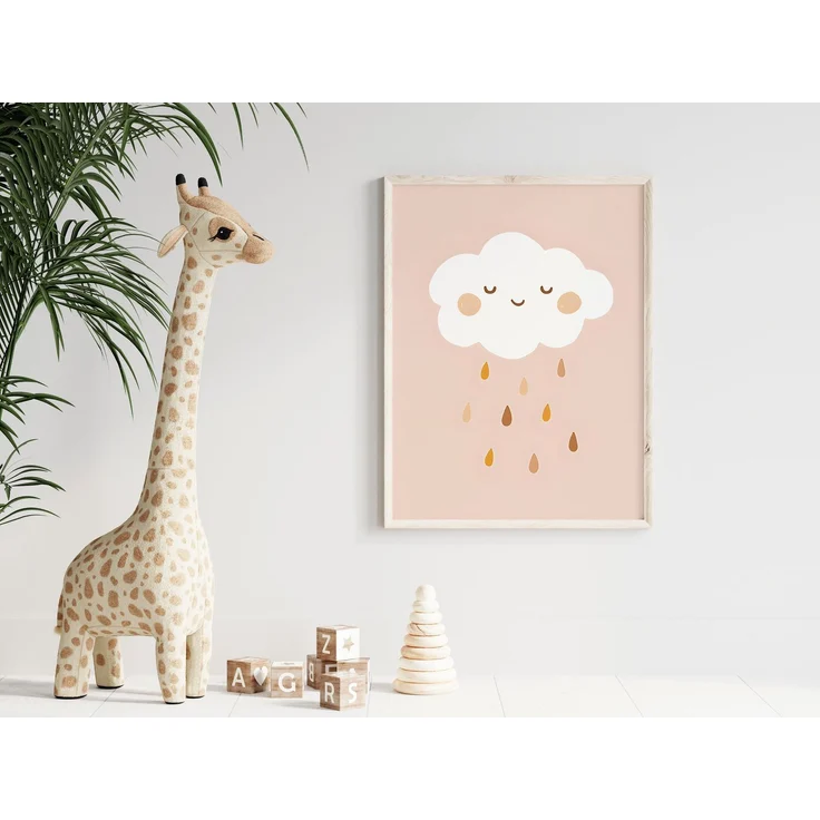 Poster Kinderzimmer Sonnenstrahlen Regenbogen Herzen Blumen · Kinderzimmer Bilder · Wand Deko · Kunst Druck · Deko Print ohne Rahmen - Wolke / 20x25 cm