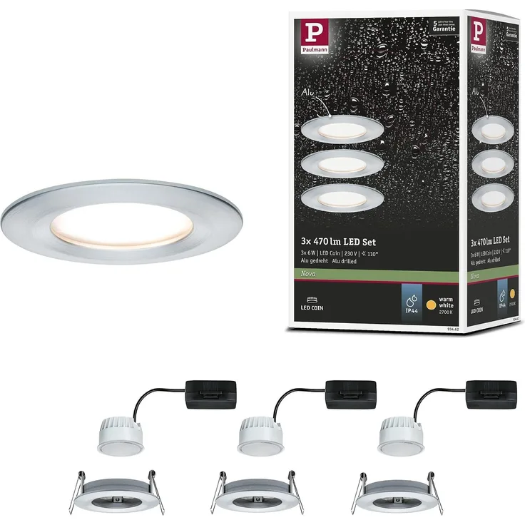 Paulmann No. 93462 Einbauleuchte LED Coin Nova rund 6W Alu gedreht starr
