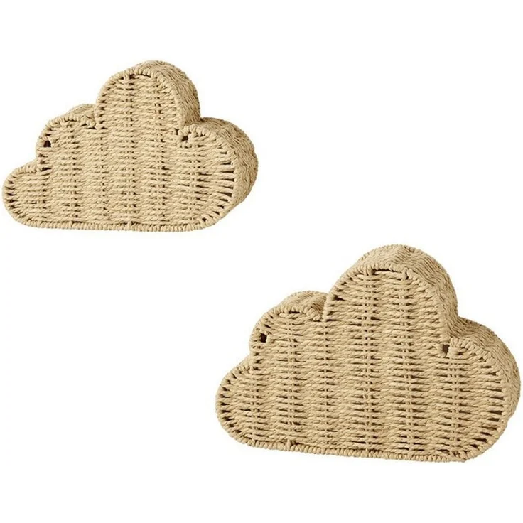 vertbaudet Kinderregal Wandregale in Wolkenform, 2er-Set aus Papierkordel, Kinderzimmer – Bild 3