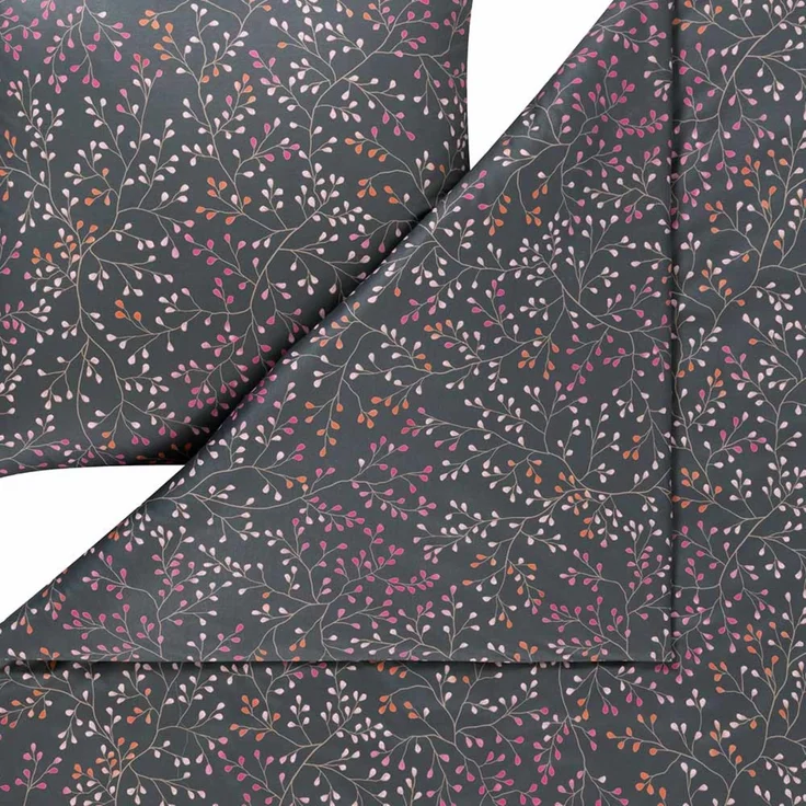 Estella Mako Jersey Bettwäsche 155x220 Aline grau Blätterrispen Zweige 6391-810 – Bild 4