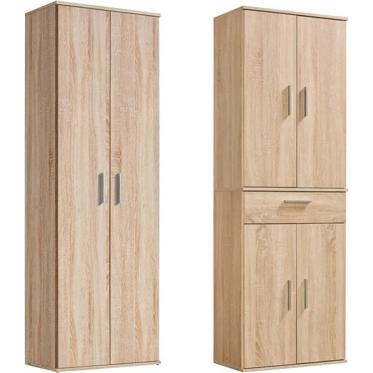 mokebo® Mehrzweckschrank Set 2-teilig 'Die Allzweckwaffe', Schrank-Set mit Mehrzweckschrank & Aktenschrank in Sonoma Eiche BZW. Braun, auch als Moderne Wohnwand