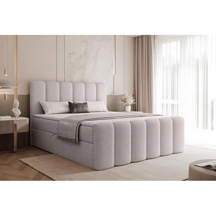 Compleo Boxbett BUBBLE, Wolkenbett, Bequem, Bonell, Topper, Doppelbett gepolstertes Kopfteil mit Bettkasten – Bild 1
